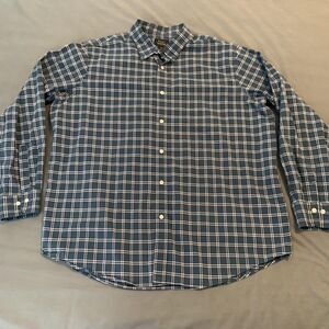 Members Mark Shirt Mens 2XL Blue Plaid Cotton Poplin Button Down Long Sleeve